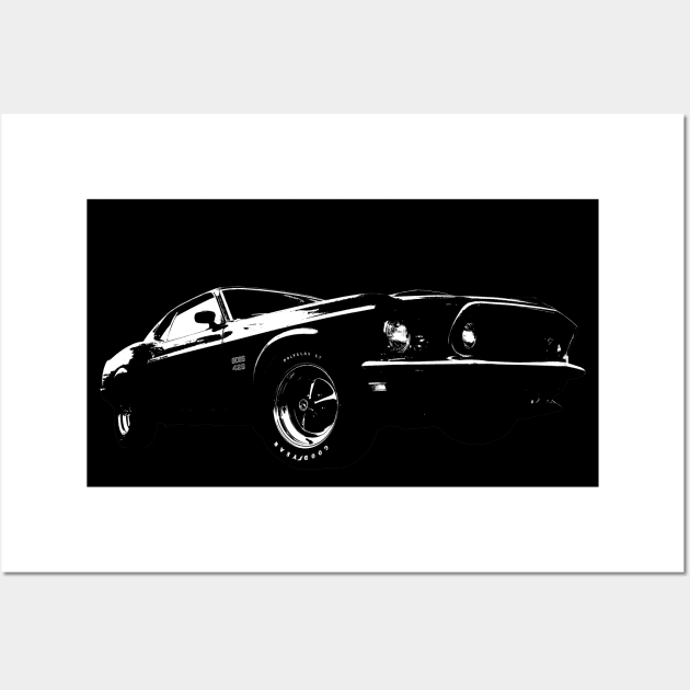 1969 Boss 429 white Wall Art by GrizzlyVisionStudio